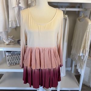 Entro size small baby doll light weight knit top color block, pink wine #2034